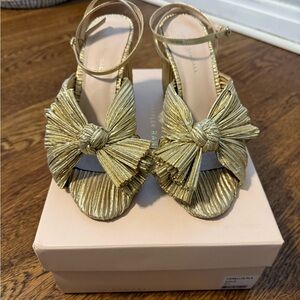 Loeffler Randall Camellia Gold Pleated Bow Heel